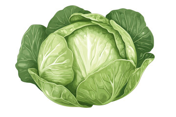 Fototapeta premium Fresh green cabbage with vibrant leaves, perfect for healthy recipes and culinary presentations. Ideal for organic food themes.