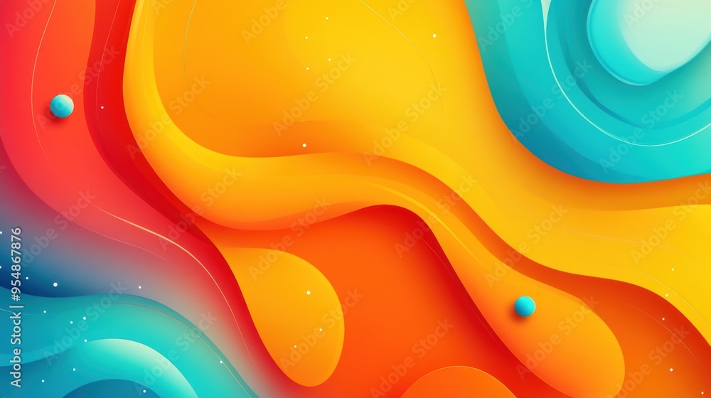 Wall mural Smooth, seamless loop of abstract shapes and lines in vibrant colors, ideal for use as an eye-catching background on social platforms