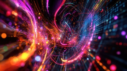 Obraz premium Abstract Colorful Neon Lights and Bokeh Background.