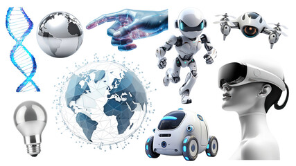 PNG artificial intelligence element set, transparent background