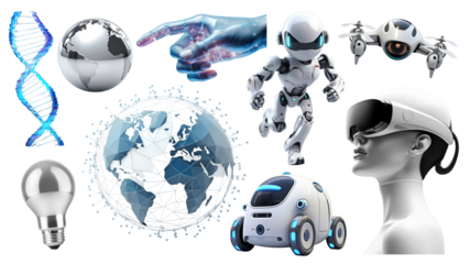 PNG artificial intelligence element set, transparent background