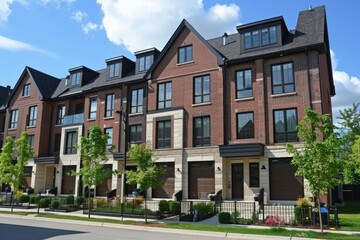 Obraz premium Condominiums. Modern Row of Townhomes in a Residential Neighborhood