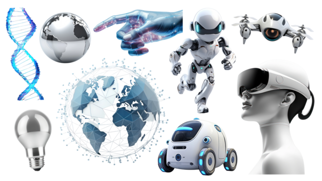 PNG artificial intelligence element set, transparent background - Powered by Adobe