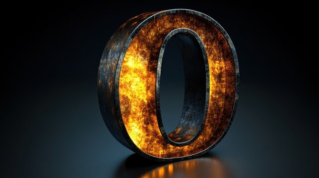 A 3D gold and fiery number "0" on a dark background, offering a sleek and modern design with a luxurious touch.