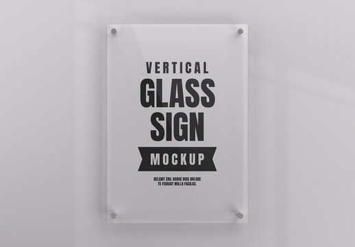 Vertical Glass Sign Mockup