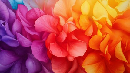 Obraz premium Vibrant petals in stunning hues of purple, pink, orange, and red create a lively and colorful floral backdrop.
