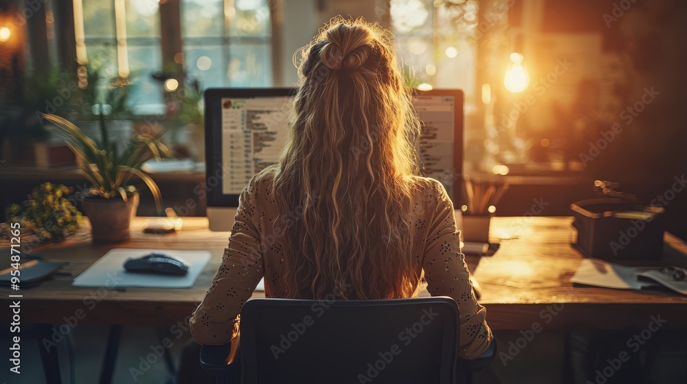 Poster remote work environment with virtual collaboration platforms empowering teamwork and connectivity ac