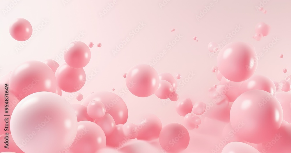 Aufkleber a serene composition of pink spheres floating in a soft background, creating a dreamy and abstract a