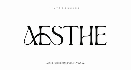 Aesthe Elegant Font Uppercase Lowercase and Number. Classic Lettering Minimal Fashion Designs. Typography modern serif fonts regular decorative vintage concept. vector illustration