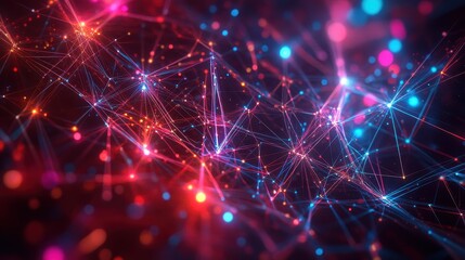 Obraz premium Abstract Network Connection with Red and Blue Lights.