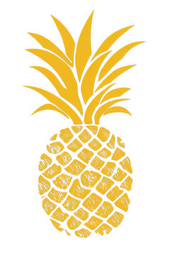 Hand-drawn pineapple with vibrant yellow color, perfect for summer-themed designs and tropical decor.