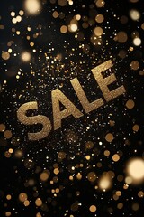 Black Friday SALE text, gold sparkle theme, 3D illustration