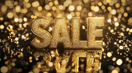 Luxurious Black Friday SALE sign, golden background, 3D illustration