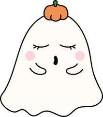 Cute Halloween Floral Ghost Groovy Retro Cartoon