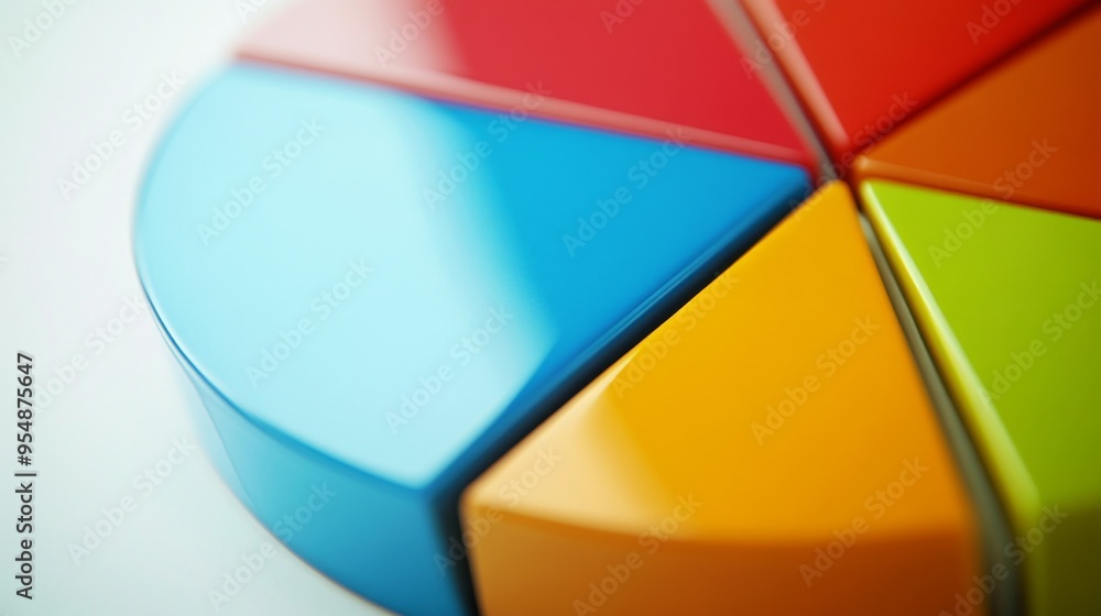 Poster a close-up of a colorful pie chart on a white background, with segments clearly labeled and distinct