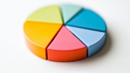 Obraz premium A close-up of a colorful pie chart on a white background, with segments clearly labeled and distinct colors, showcasing data visualization