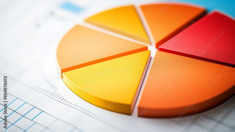 Poster a close-up of a colorful pie chart on a white background, with segments clearly labeled and distinct