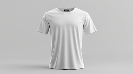 A Plain White TShirt mockup placed against a white Neutral Background suitable for Fashion Media use