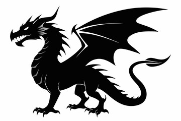 Dragon silhouette vector illustration, Black Dragon silhouette vector design 
