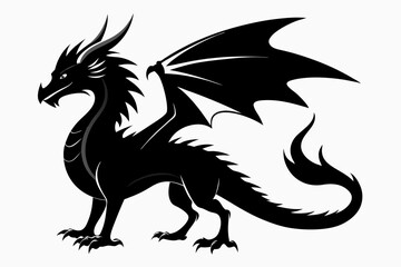 Dragon silhouette vector illustration, Black Dragon silhouette vector design 
