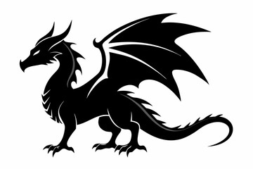 Dragon silhouette vector illustration, Black Dragon silhouette vector design 
