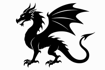 Dragon silhouette vector illustration, Black Dragon silhouette vector design 
