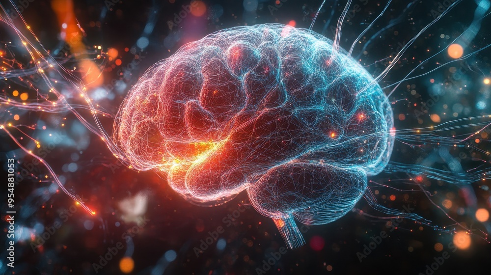 Poster glowing neural network: illuminating the complexity of the human brain