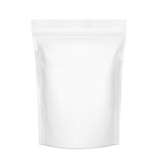 Realistic stand up pouch bag with zip lock mockup. Front view. Vector illustration isolated on white background. Ready for your design. EPS10.  © realstockvector