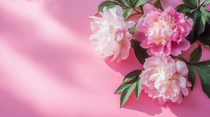 A pink flower arrangement with a pink background