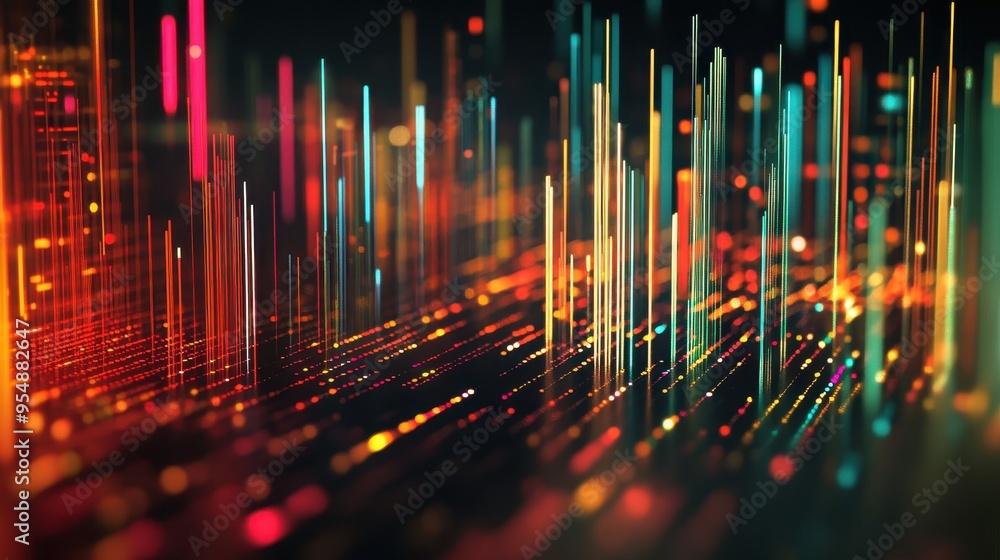 Poster abstract colorful lines and lights background for technology, data, and futuristic concepts.