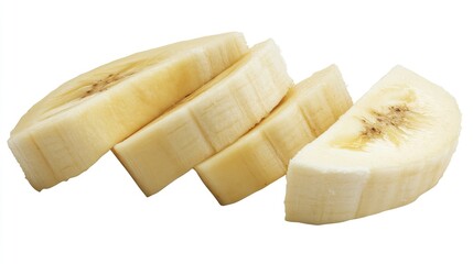 A banana is sliced into four pieces