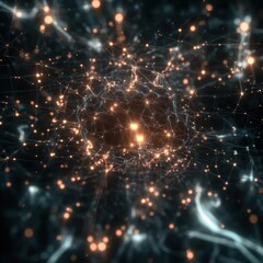 Obraz premium Abstract Network Connection with Glowing Lights - Digital Technology Background
