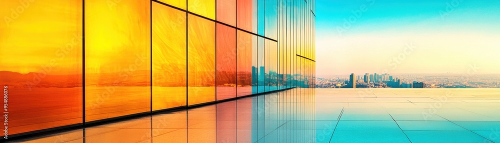 Poster dynamic reflections of modern architecture - abstract urban photography with sharp angles and contem