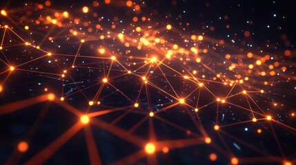 Obraz premium Abstract Network Connection with Glowing Lights - Digital Technology Background.