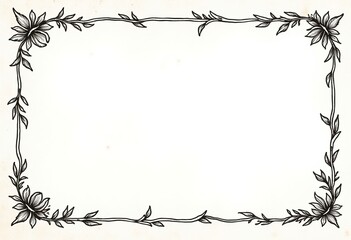 Early Woodcut Inspired: Green and Black Line Art Medieval Manuscript Page Borde