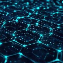 Obraz premium Abstract Blue Hexagon Pattern with Glowing Lines - Technology Background