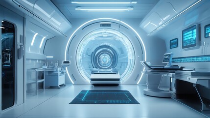 Futuristic Medical Imaging Facility with Advanced Scanning Technology