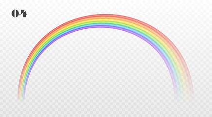 Realistic rainbow isolated on transparent background. Rainbow in arch shape as effect after rain. Vector illustration