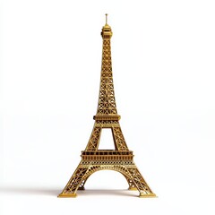A detailed model of the Eiffel Tower in gold, symbolizing Paris's iconic architecture and romantic allure.