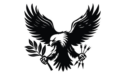 Flying Eagle With Arrow and Leaf vector 