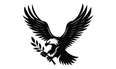 Flying Eagle With Leaf Illustration Vector