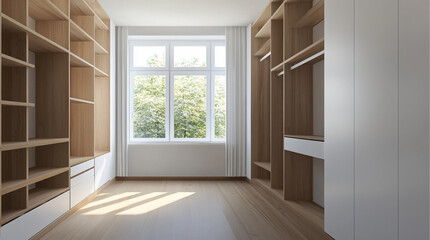 Fototapeta premium built-in closet with segments for the bedroom, the most optimal distribution