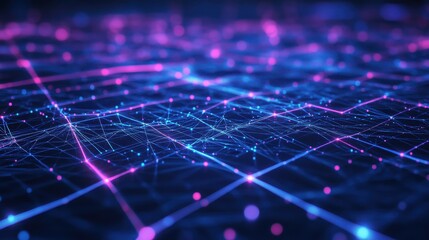 Abstract Network Connection Background with Glowing Lines and Dots.