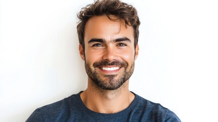 Obraz premium Friendly Male Portrait Smiling Man Isolated on White Background for Versatile Use