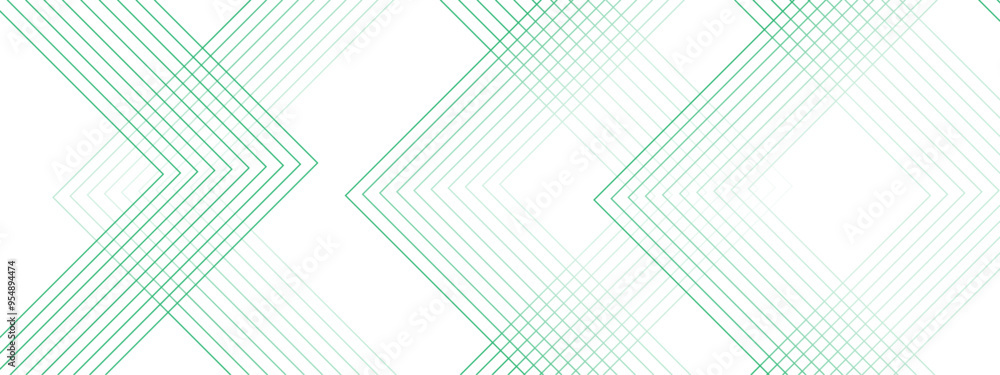 Aufkleber White and blue modern minimalistic geometric pattern background with tech lines. Architecture concept with digital geometric connection green lines. blueprint background& bright lines.