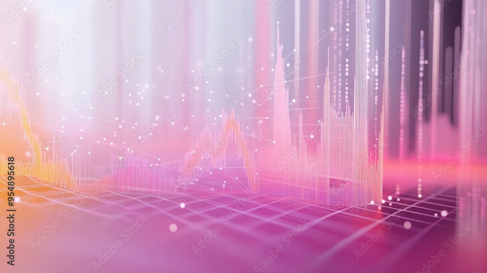 Aufkleber A digital graph with a rising trend, displayed on a white background, with futuristic elements like holographic lines and data points floating above.