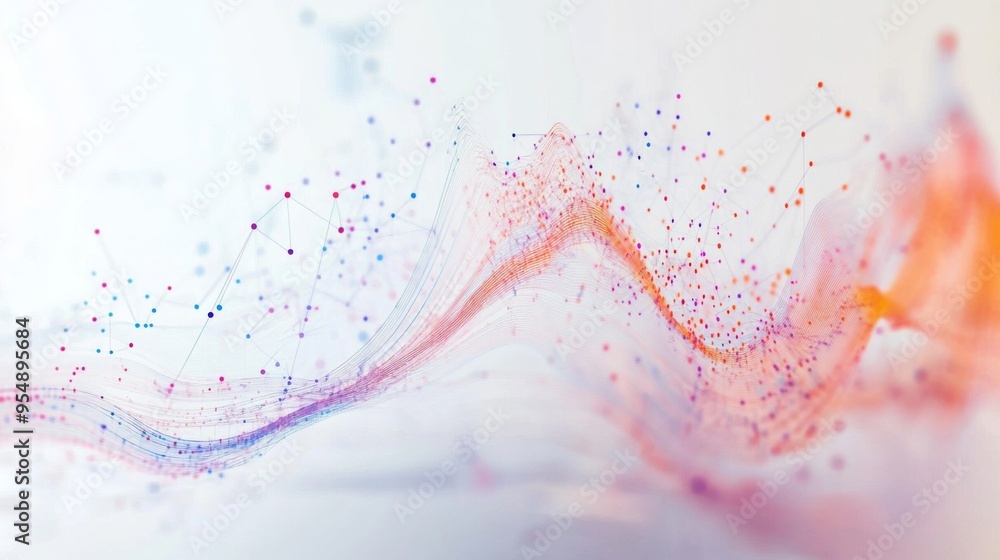 Aufkleber A digital graph with a rising trend, displayed on a white background, with futuristic elements like holographic lines and data points floating above.