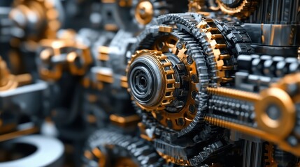 Fototapeta premium Intricate Machinery: A Captivating Mechanical Masterpiece