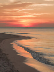 Obraz premium A serene sunset over the beach, capturing vibrant colors in the sky