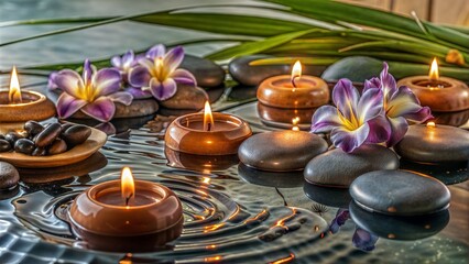 beautiful spa concept of blooming iris flower